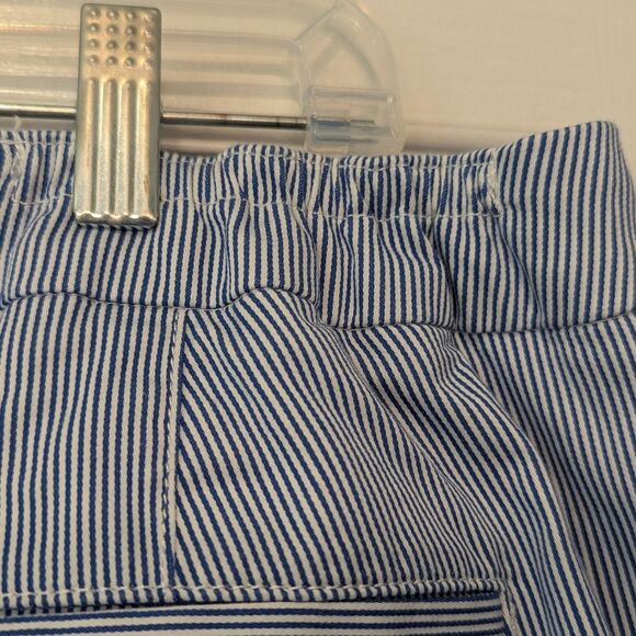 Talbots 18W Blue White Striped Cropped Pants Two-Button Capri Trousers Cotton - Picture 7 of 10